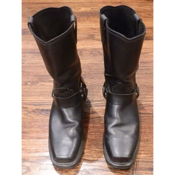 Dingo Black Leather Square Toe Motorcycle Boots Shoes Men\'s Size 11D